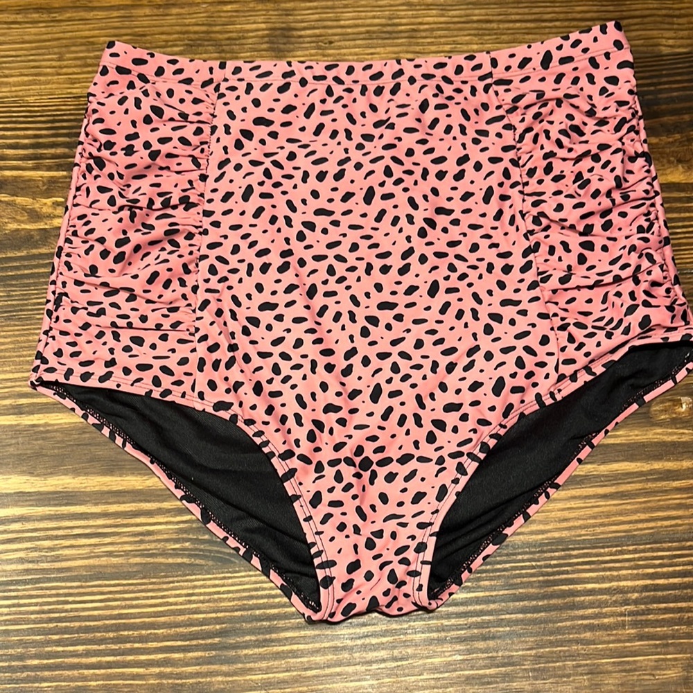 Coral reef high waisted bikini, bottoms, leopard print